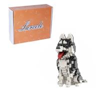 Larcele 753 Piezas Micro Bloques de construcción Kit de Juguete, Mini Ladrillos de Animales construcción Bloques de construcción Juego KLJM-05(Husky Siberiano)