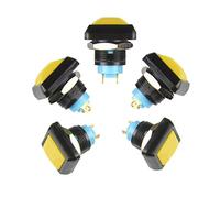 Larcele Botón Pulsador Impermeable Retorno Automático 1NO Cuadrado Botón Pulsador Momentáneo, Orificio de Montaje 12 mm, 5 Piezas ANKG-05(Amarillo)