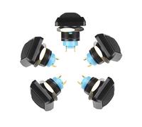 Larcele Botón Pulsador Impermeable Retorno Automático 1NO Cuadrado Botón Pulsador Momentáneo, Orificio de Montaje 12 mm, 5 Piezas ANKG-05(Negro)