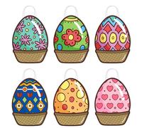 Larcenciel Bolsas Regalo de Pascua, 6 Piezas Bonitas Bolsas de Papel en Forma de Huevo con Asas, Bolsitas para Regalos Infantil de Colores Únicos para Fiesta, Vacacione, Cumpleaño, 16×19×10CM
