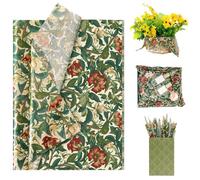 Larcenciel Papel de Seda Verde y Rojo, 60 Hojas Vintage Floral Papel Seda para Envolver para Rellenar Bolsas de Regalo, Mate Embalaje Regalo Artístico para Boda Cumpleaño Fiesta Manualidade, 50x35 CM