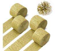 Larcenciel Serpentinas de Papel Crepé Dorado 4 Rollos 25M, Serpentinas Metálicas para Decoración de Fiesta, Navidad, Cumpleaños, Boda, Graduación