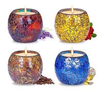 Larcenciel Velas Aromáticas Regalos Originales para Mujer, 4x160g Vela Perfumada - Rosa Lavanda Vainilla Café, 100% Cera de Soja Set Regalo Mujer, 120H para Cumpleaños Yoga Baño Boda día de la Madre