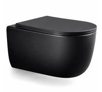 LARDECOR - WC Inodoro de Cerámica Suspendido | 530x365x365 mm | Váter con Sistema Rimless Antibacterias, Tapa Dura Extrafina UF Amortiguada y Ahorro de Agua (Negro)