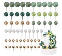 LARDUX 60 bolas decorativas para tartas de cumpleaños con mini globo salvaje para cupcakes, uso para niños, fiestas de cumpleaños, baby shower, niñas, niños, color verde