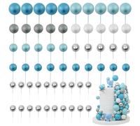 LARDUX 60 bolas decorativas para tartas - Decoración para tartas DIY Mini Globo Cupcake Inserto para Niños Niño Fiesta de Cumpleaños Baby Ducha Boda - Azul