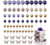 LARDUX 60 bolas decorativas para tartas, diseño de mariposa, decoración de tartas, decoración para cupcakes, para cumpleaños, fiestas, baby shower, bodas, color lila