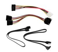 Larebidtex Kit Completo de Cables SATA III y Adaptadores de Alimentación: Cables de Datos Rectos y a 90 Grados, Divisor de Alimentación SATA, Adaptador Molex, Ideal para SSD y HDD, Negro