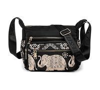LaRechor Bolso Bandolera Mujer con Elefante - Elegante Bolso de Hombro - Bolsa de Cuerpo Cruzado de Nylon - Bolsa de Mensajero de Viajar Compras (Elefante 3)