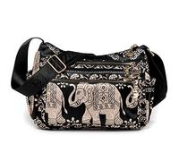 LaRechor Bolso Bandolera Mujer con Elefante - Elegante Bolso de Hombro - Bolsa de Cuerpo Cruzado de Nylon - Bolsa de Mensajero de Viajar Compras