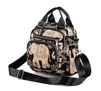 LaRechor Bolso Bandolera Mujer con Elefante - Elegante Bolso de Hombro de Nylon - Bolsa de Mensajero de Viajar Compras - Mochila Mujer Pequeña Casual