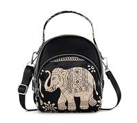 LaRechor Bolso Bandolera Pequeño con 3 Cremallera - Mujer Bolso de Viaje Noche - Bolsa de Elefante étnico Ligero, 2 Correa