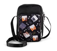 LaRechor - Bolso de hombro para mujer, con bolsa de teléfono portátil, funcional y bolsa de cintura para pasaporte deportivo, de nailon impermeable, gatos, Minimal