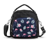 LaRechor Bolso pequeño de hombro para mujer Bolso de mano Bolso de hombro para mujer Bolso Tote Mini Mochila de nylon Bolso para mujer, Flamingo., De tamaño mediano, Contemporáneo