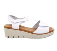 LARES Sandalias cuña de Piel para Mujer. Sandalia blanca cogida al tobillo Cierre con 2 velcros anchos. Fabricadas en España. Color: Blanco Talla: 38