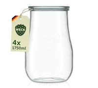 Lares Weck tulipán cristal (Juego 4 Unidades en caja de cartón) - Bormioli Fido - einkoch Cristal - Fabricado en Alemania (1750 ml)