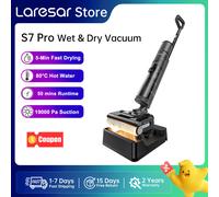 Laresar S7 Pro Aspiradora Inalámbrica Húmeda y Seca, Mopa, Limpieza Lay-Flat, Secado Rápido 5 Min, Autolimpieza 80°C, Succión 19000 Pa, Anti-Enredos, 50 Min Autonomía, Limpiador de Suelos para Hogar L