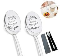 LaresDay 2 cucharillas de café con grabado - Buenos días papá mamá, mamá y papá regalos, regalo de cumpleaños, regalo del día de la madre, regalo del día del padre, regalos especiales para mujeres