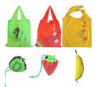 LaresDay 3 bolsas de la compra plegables reutilizables, lindas con diseño de fresa, plátano y kiwi, bolsa de transporte para compras, viajes, almacenamiento