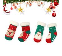 Larfraecy 2 Pares Calcetines de bebé Navidad, Antideslizante Calcetines de Invierno Patrón de Navidad Calcetines de vellón Bebé Calcetines Regalos festivos para Navidad, Baby Shower(Serie Verde)