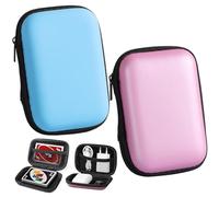 Larfraecy Estuche para cartas UNO, 2 unidades, impermeable, soporte portátil de EVA para viajes, camping y juegos al aire libre, funda de almacenamiento de cable de datos (azul/rosa)
