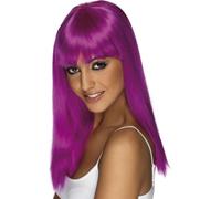 Larga Recta Púrpura Neón Glamourama 80's Punk Rock Adulto Peluca Disfraz