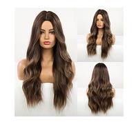 Largas ondas OMBRE Brown Pelucas Sintéticas Púrpuras compatible with Mujeres Resistente al calor Parte Medio Cosplay Party Lolita compatible with el cabello(LC179-1)