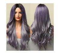 Largas ondas OMBRE Brown Pelucas Sintéticas Púrpuras compatible with Mujeres Resistente al calor Parte Medio Cosplay Party Lolita compatible with el cabello(LC027-1)