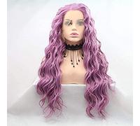 Largas pelucas frontales de encaje rizado para mujeres negras Harajuku Omber Natural Púrpura Resistente al calor Resistente al calor Cosplay Cosplay 24 pulgadas chenghuax