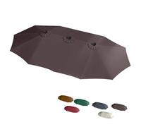 Large 15' Double-Sided Waterproof Patio Umbrella Cover Durable Beige Sunshade Canopy Weather-Resistant Outdoor Parasol Replacement for Garden Heavy-Duty Protection