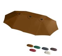 Large 15' Double-Sided Waterproof Patio Umbrella Cover Durable Beige Sunshade Canopy Weather-Resistant Outdoor Parasol Replacement for Garden Heavy-Duty Protection