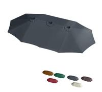 Large 15' Double-Sided Waterproof Patio Umbrella Cover Durable Beige Sunshade Canopy Weather-Resistant Outdoor Parasol Replacement for Garden Heavy-Duty Protection