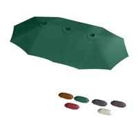 Large 15' Double-Sided Waterproof Patio Umbrella Cover Durable Beige Sunshade Canopy Weather-Resistant Outdoor Parasol Replacement for Garden Heavy-Duty Protection