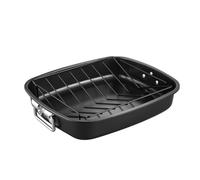 Large 17 Inch Baking & Roasting Pan, Non-Stick Turkey Roaster Lasagna Pan with V Rack - Rectangular Deep Dish Chicken Roaster-BBQ Pan for Turkey Roast Food