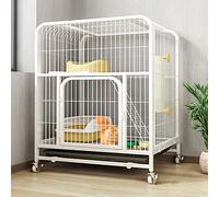 Large 2-Tier Cat Cage with Wheels - Pet Kennel & Ferret Enclosure with Ramp Ladders, Cat Playpen, Bed & Hammock for Indoor/Outdoor Use(White,78x55x100cm)