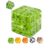Large 3D Labyrinth Puzzle Maze Cube, 3D Magic Cube Maze Ball Puzzle, Spatial Awareness Brain Training Toy for Stress Relief & Logic Development, Educational Game Gift for Adults Kids & Teens (Green)