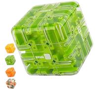 Large 3D Labyrinth Puzzle Maze Cube-Engaging Brain Teaser Toy, 3D Magic Cube Maze Ball Puzzle for Stress Relief Fidget & Logic Development Thinking IQ Training. (Green)