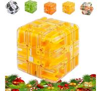 Large 3D Maze Cube Puzzle Ball - Magic Brain Teaser Game for Adults Teens, Challenging Labyrinth Toy for Spatial Awareness, Logic Training and Stress Relief, Shatterproof Educational Gift (Yellow)