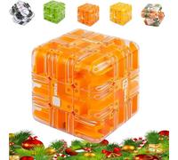 Large 3D Maze Cube Puzzle Ball - Magic Brain Teaser Game for Adults Teens, Challenging Labyrinth Toy for Spatial Awareness, Logic Training and Stress Relief, Shatterproof Educational Gift (Orange)