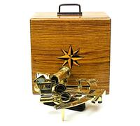 Large 7" Nautical Maritime Solid Brass Functional Sextant with Elegant 9" Rosewood Grain-Rich Storage Case Box | Educational Kids Tool & Pirate'S Gifts Decor | Nagina International (Antique)