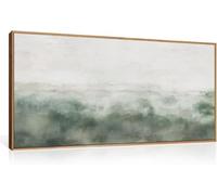 Large Abstract Grey Green Canvas Wall Art,Watercolor Neutral White Wall Decor for Living Room Bedroom Office(90x180cm/Inner frame)