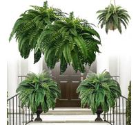 Large Artificial Ferns for Outdoors, Outdoor Ferns Artificial Plants Large, UV Resistant Lifelike Artificial Boston Fern, Realistic Artificial Boston Ferns for Outdoors Large (#2pcs 22''/88 Leaves)