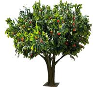 Large Artificial Persimmon Tree, Realistic Faux Fruit with Lush Green Leaves, Free Standing Fake Plant for Home Garden Patio Indoor Outdoor(3mx2m)