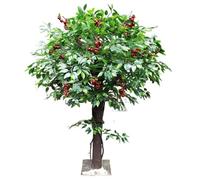 Large Artificial Red Cherry Tree, Faux Greenery with Bright Fruits, Ideal Fake Fruit for Home, Garden, Patio, Hotel & Restaurant Decoration(3.5M)