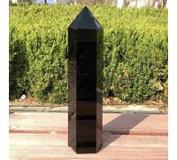 Large Black Obsidian Hexagon Point Hand Polished Crystal Wand Column Stone Tower Ornaments (Size : 400-500g)