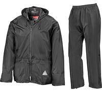 (Large, Black) - Result Heavyweight Waterproof Jacket/Trouser Suit Adult Windproof Coat/Pants Set
