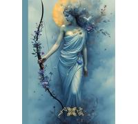 Large Blue Moon Artemis Lined Journal with Sigils - Goddess of the Hunt Notebook for Witches, Moon Practitioners & Mythology Lovers