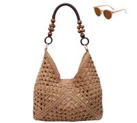 Large Bohemian Handmade Crochet Shoulder Bags,Women’s Fashion Tote Bags for Beach Travel,Summer Casual Straw Woven Handbag