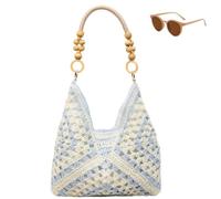 Large Bohemian Handmade Crochet Shoulder Bags,Women’s Fashion Tote Bags for Beach Travel,Summer Casual Straw Woven Handbag