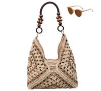 Large Bohemian Handmade Crochet Shoulder Bags,Women’s Fashion Tote Bags for Beach Travel,Summer Casual Straw Woven Handbag